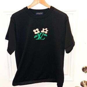 Authentic Louis Vuitton x Tyler the Creator M “Blooming” Black Sweater Shirt